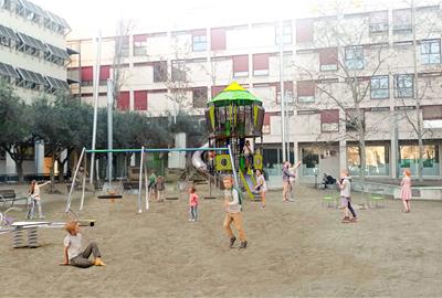 La plaça del Penedès renova i amplia l’àrea de jocs infantils amb nous elements inclusius i una proposta lúdica més completa. Ajuntament de Vilafranca